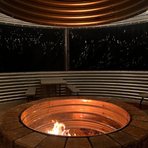 Firepit with fire